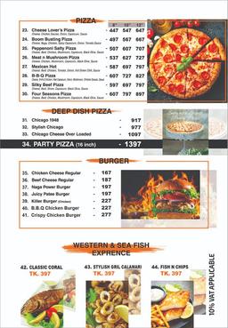 Pizza Menu