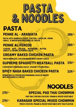 Pasta & Noodles Menu